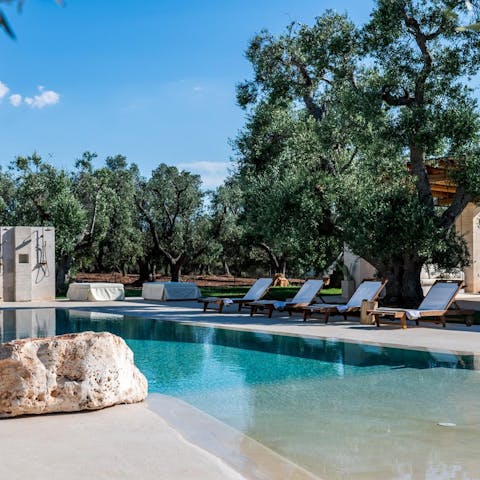 Relax in the Italian sun next to the beautiful saltwater pool