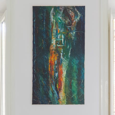 Admire the original art on the walls