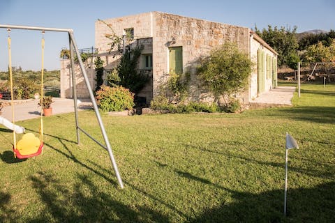 Watch the children let off steam on the swing