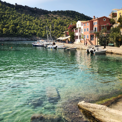 Swim in the sea at Assos Beach, less than 100 metres away