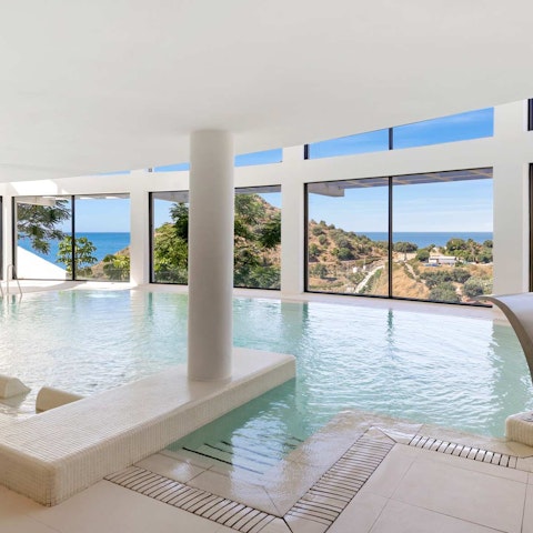 Head to the communal heated pool for a relaxing swim