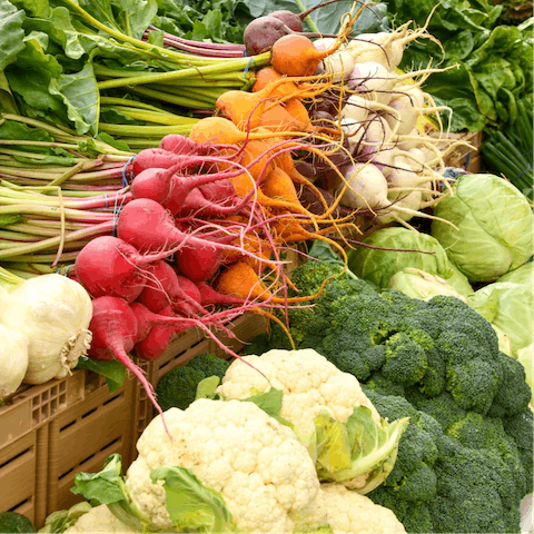 Browse Mercado dos Lavradores, a fifteen-minute stroll from this home