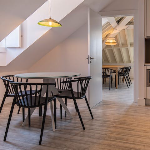 Celebrate mealtimes by sharing food in any of the two dining spaces