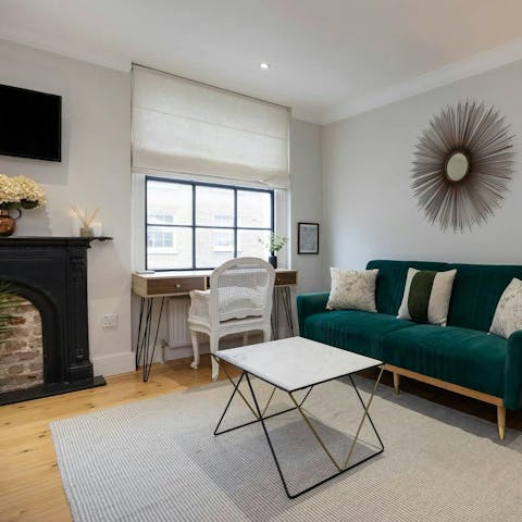 Catch up on work in the attractive living room