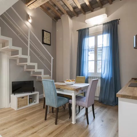 Start mornings with fresh espressos at the dining table before setting off for a day of walking