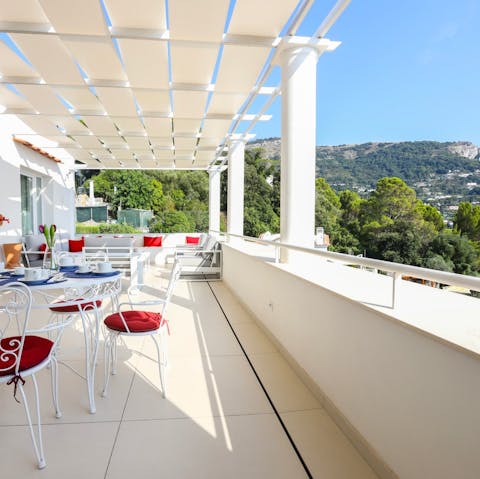 Enjoy your morning coffee with countryside vistas