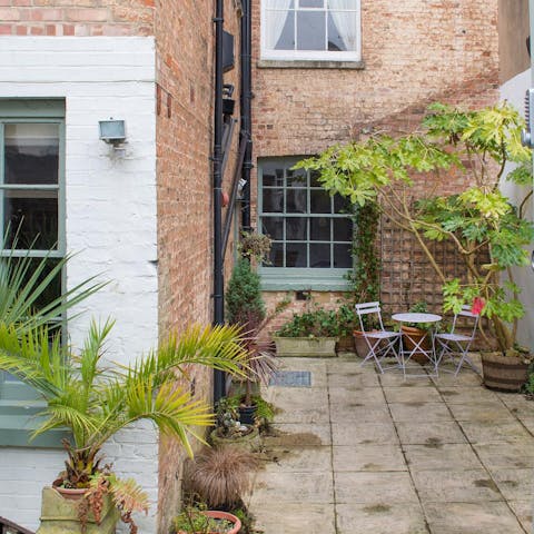 Enjoy your morning coffee in the courtyard when the weather is on your side