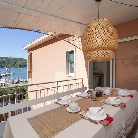Tuck into a delicious alfresco dinner while admiring the fantastic views