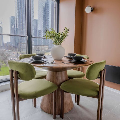 Dine alongside views of Manchester City