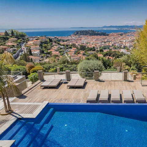 Swim in the private pool with a view