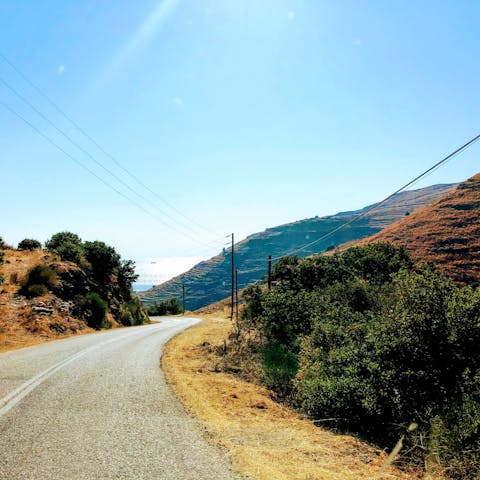 Explore the hilly countryside and quiet sandy beaches of Kea