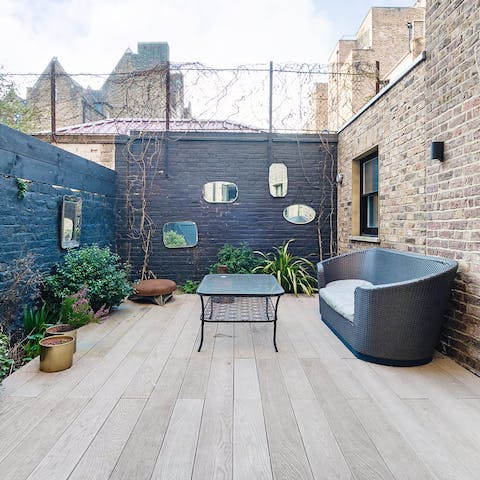Relax on the patio and sip your morning coffee while listening to the city wake up