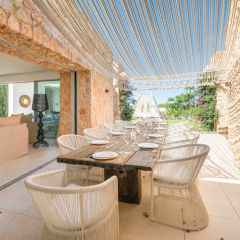 Dine alfresco with loved ones on the quaint terrace