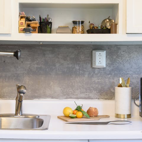 The cement backsplash