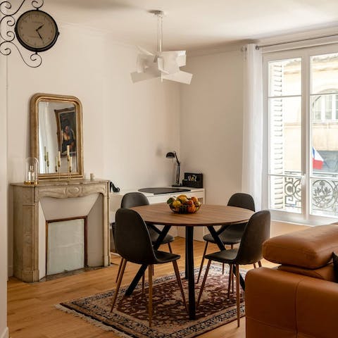 Enjoy your morning croissants beside the original fireplace