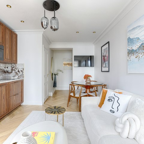 Chill out in the living space after your Parisian adventures