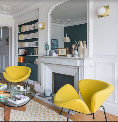 Unwind in a living room with heaps of character and colour