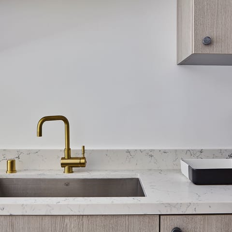 The brass accents throughout
