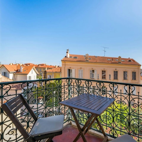 Enjoy a morning coffee on the private balcony