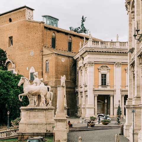 Climb one of the Seven Hills of Rome in five minutes to reach Campidoglio