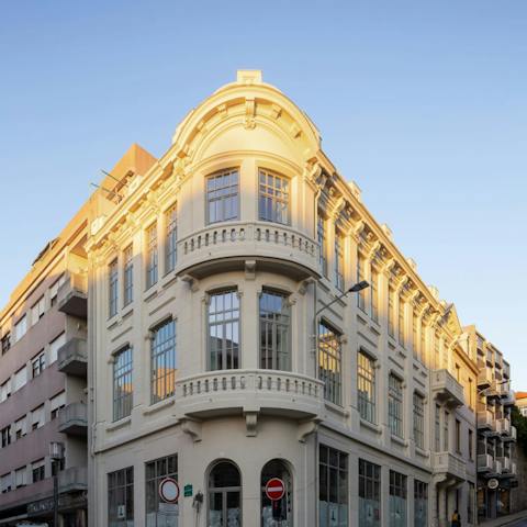 Admire this beautiful building's façade