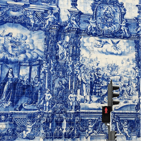 Marvel at the azulejo tiled Chapel of Souls, a two-minute stroll away
