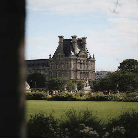 Stay a short stroll from the Jardin des Tuileries and the Louvre