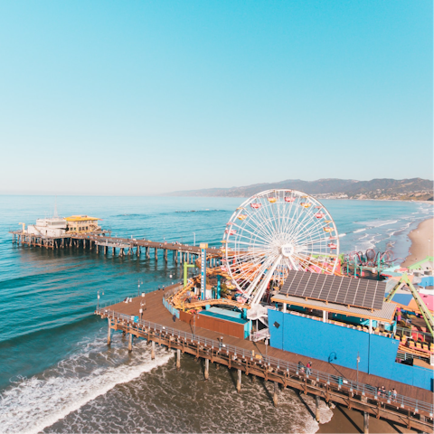 Spend the day by the ocean – Santa Monica Beach is a ten-minute drive away
