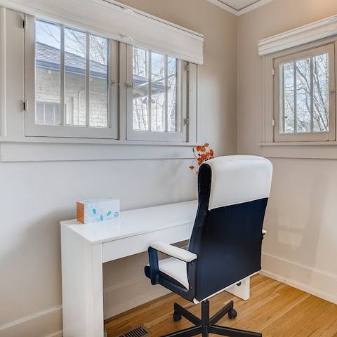 Shoot off a few e-mails before heading out for the day in the office area