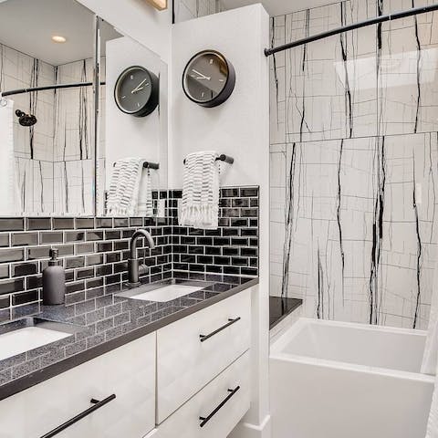 Get fresh in style with the two tone bathroom