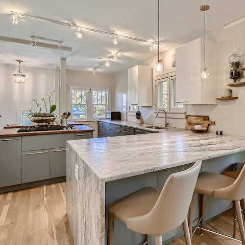 Keep the family chef company as they cook up a treat in the large kitchen