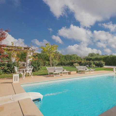 Dry off in the sun after a refreshing morning dip in the private pool