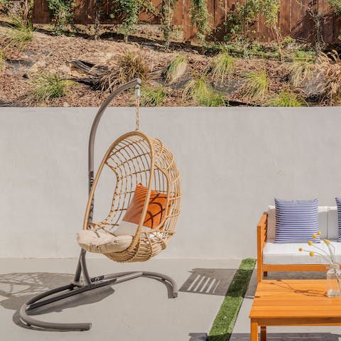Take a seat in the hanging egg chair and listen to the latest episode of your favourite podcast