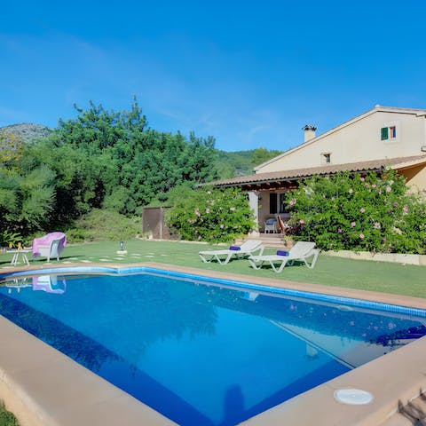 Cool off by diving into the private pool