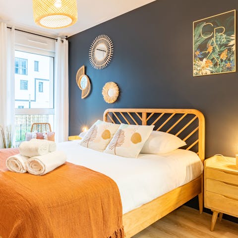 Get a good night's rest in the stylish bedroom