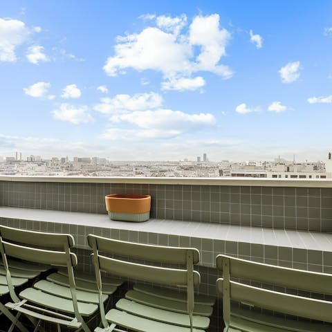 Enjoy far-reaching views from the balcony – you can even see the Eiffel Tower