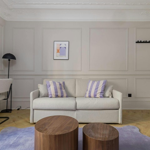Sit back and relax on the comfortable sofa with your morning coffee