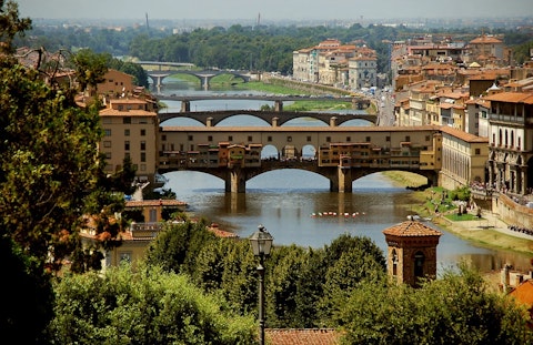 Cross Florence's legendary medieval bridge, a ten-minute walk away
