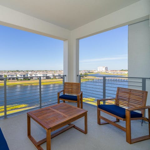 Admire views of the lake from the comfort of the balcony
