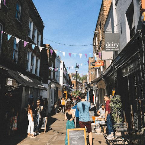 Grab a bite to eat in Camden Passage, ten minutes away