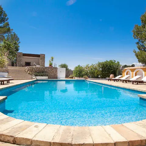 Slip into the Roman-style swimming pool and swim laps