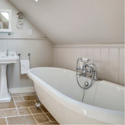 Read a book in the bath after a long hike