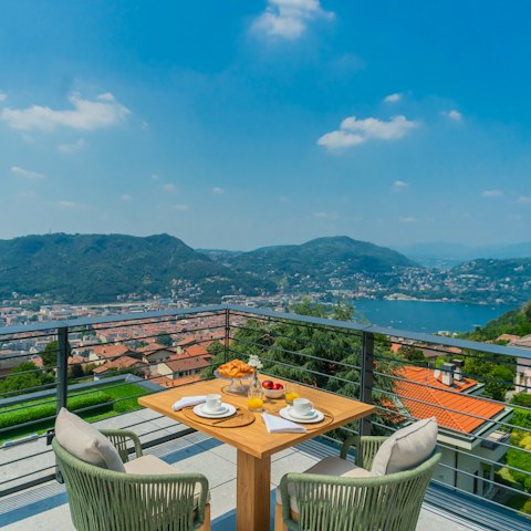 Enjoy panoramic views of Lake Como from the terrace