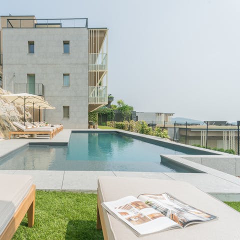 Take a dip in the heated pool with panoramic views of the village and city