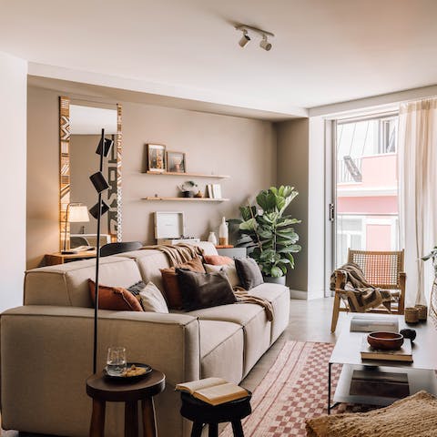 Pour yourself a cup of coffee and unwind in the stylish living space