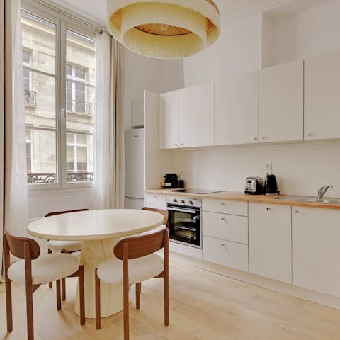 Enjoy a glass of French wine at the dining table