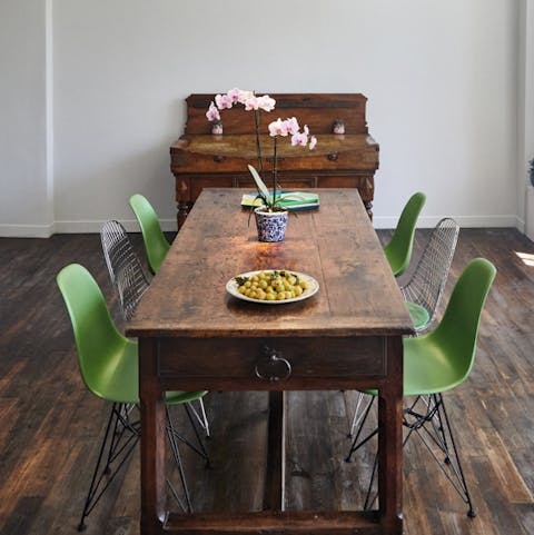A rustic dining area