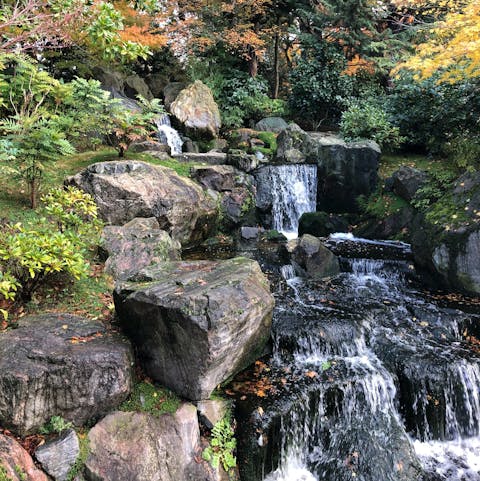 Take morning strolls through scenic Holland Park, just a four-minute walk away