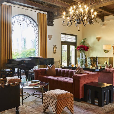 Gather in the building's elegant lounge for evening drinks