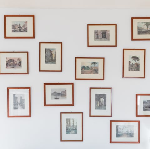 The photos in the living room